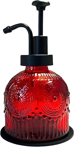 Dispensador de jabón vintage para baño, dispensador de jabón de cocina de vidrio con bomba, estilo rústico antiguo, bonita decoración rústica