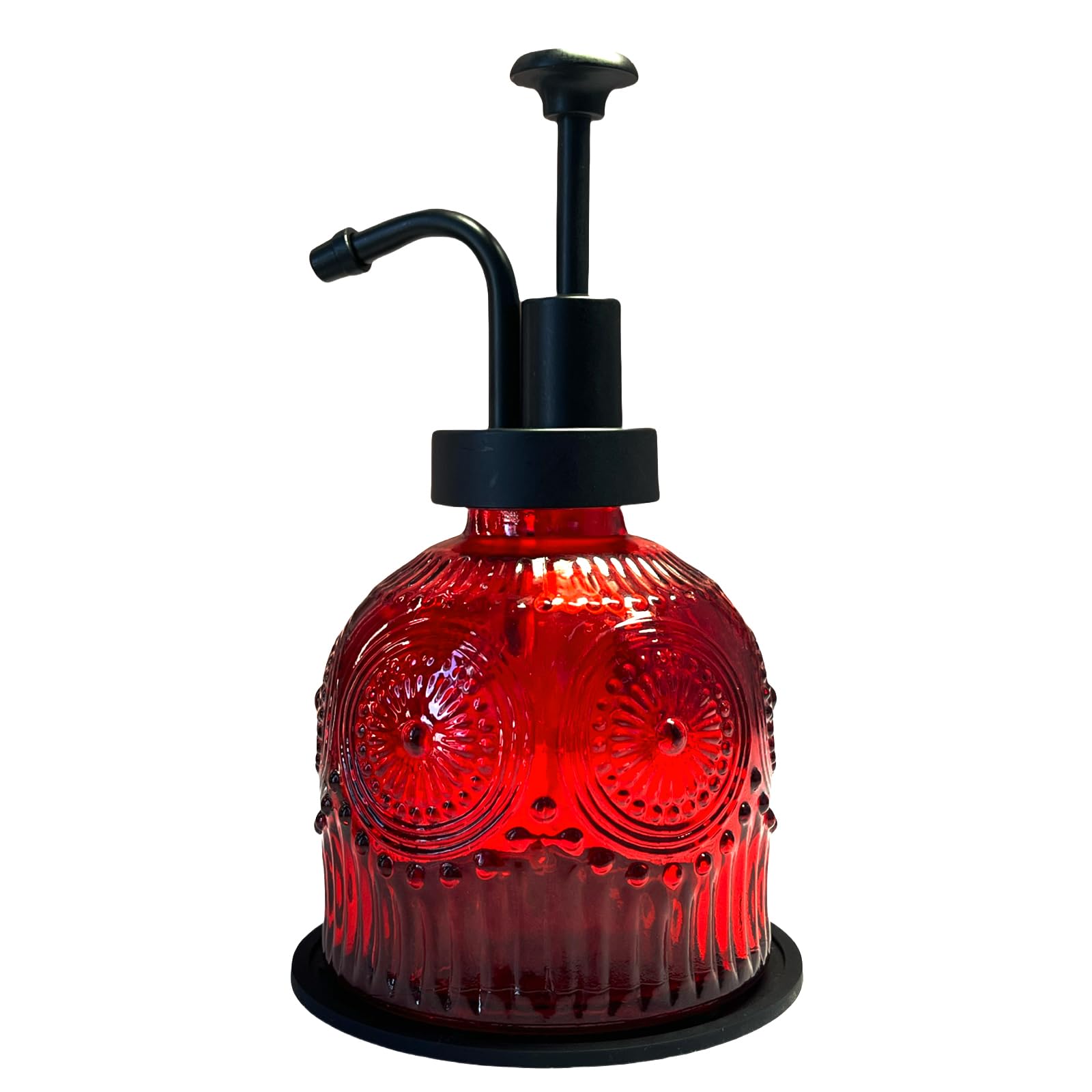 Birugen Vintage Red Glass Soap Dispenser