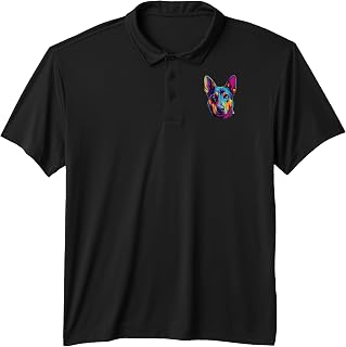 Watercolor Colorful Australian Kelpie Dog Performance Polo Shirt