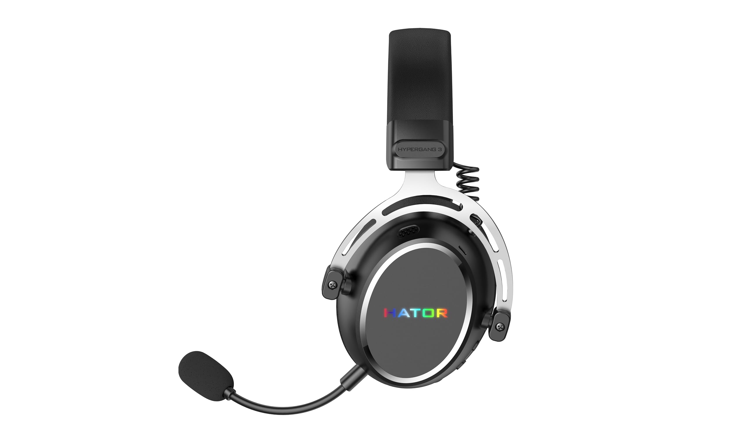 HATOR Hypergang 3 Wireless Gaming-Headset – Hi-Res Audio, Hybrid ANC, 45h Akku, Spatial Audio, Bluetooth & 2.4GHz, abnehmbares Mikrofon, RGB, Head Tracking, SyncHUB App – Schwarz