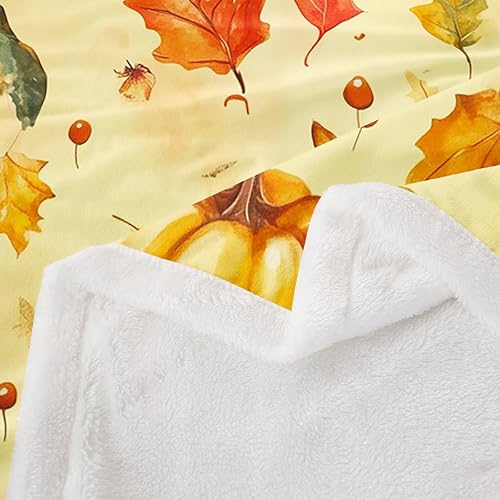 Miniatura 4 de Manfei Autumn Kids Throw Blanket Pumpkin Maple Leaf Mushroom Print Fuzzy Blanket for Boys Girls Adults, Fall Theme Blanket for Bed Couch Sofa, Soft