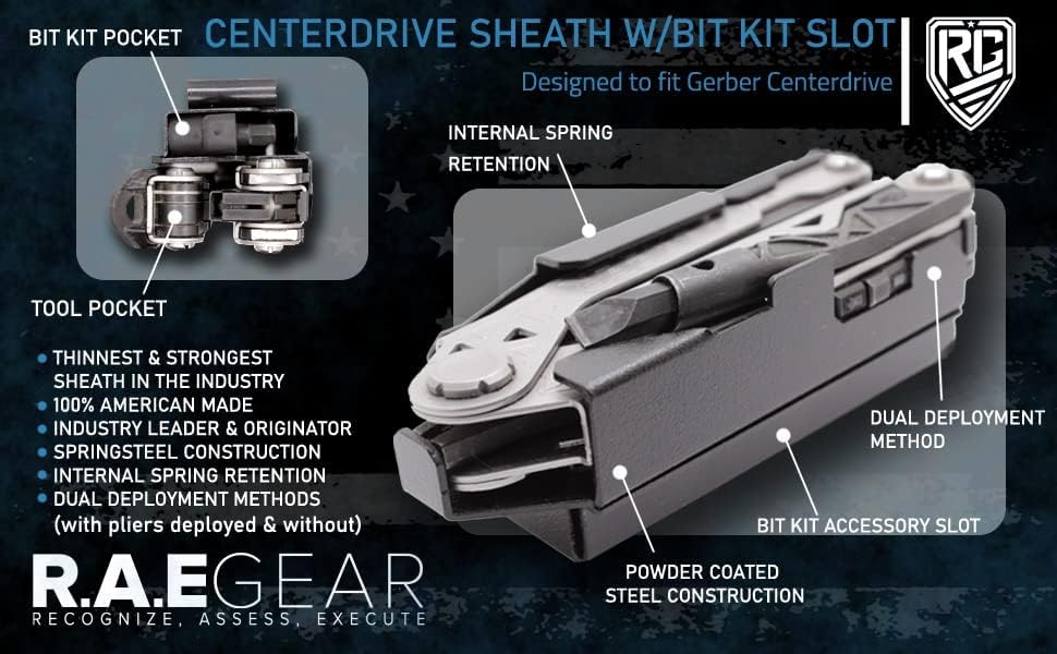 Miniatura 8 de RAE GEAR - Funda de clip para cinturón compatible con multiherramienta Gerber Centerdrive (herramienta y brocas no incluidas) Clip de cinturón