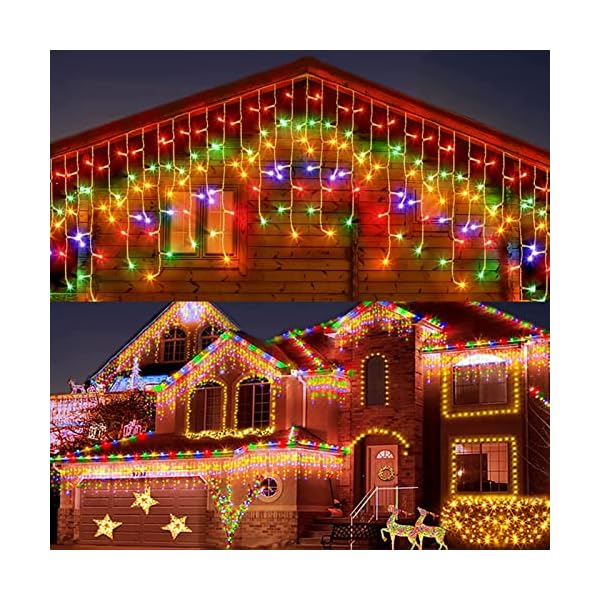 JIMACRO Solar LED String Lichter, 32pcsx0.8M 256 LED Lichtvorhang Weihnachtsbeleuchtung Außen, 7M Wasserdichte Lichterketten, 8 Modi LED Wasserdichte Lichterkette Außen für die Wandtraufe Dekoration