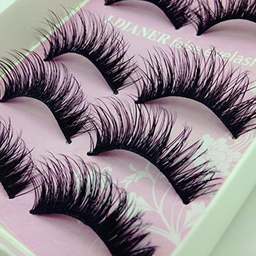Pestañas con aspecto natural, 5 pares de pestañas postizas hechas a mano naturales largas y gruesas