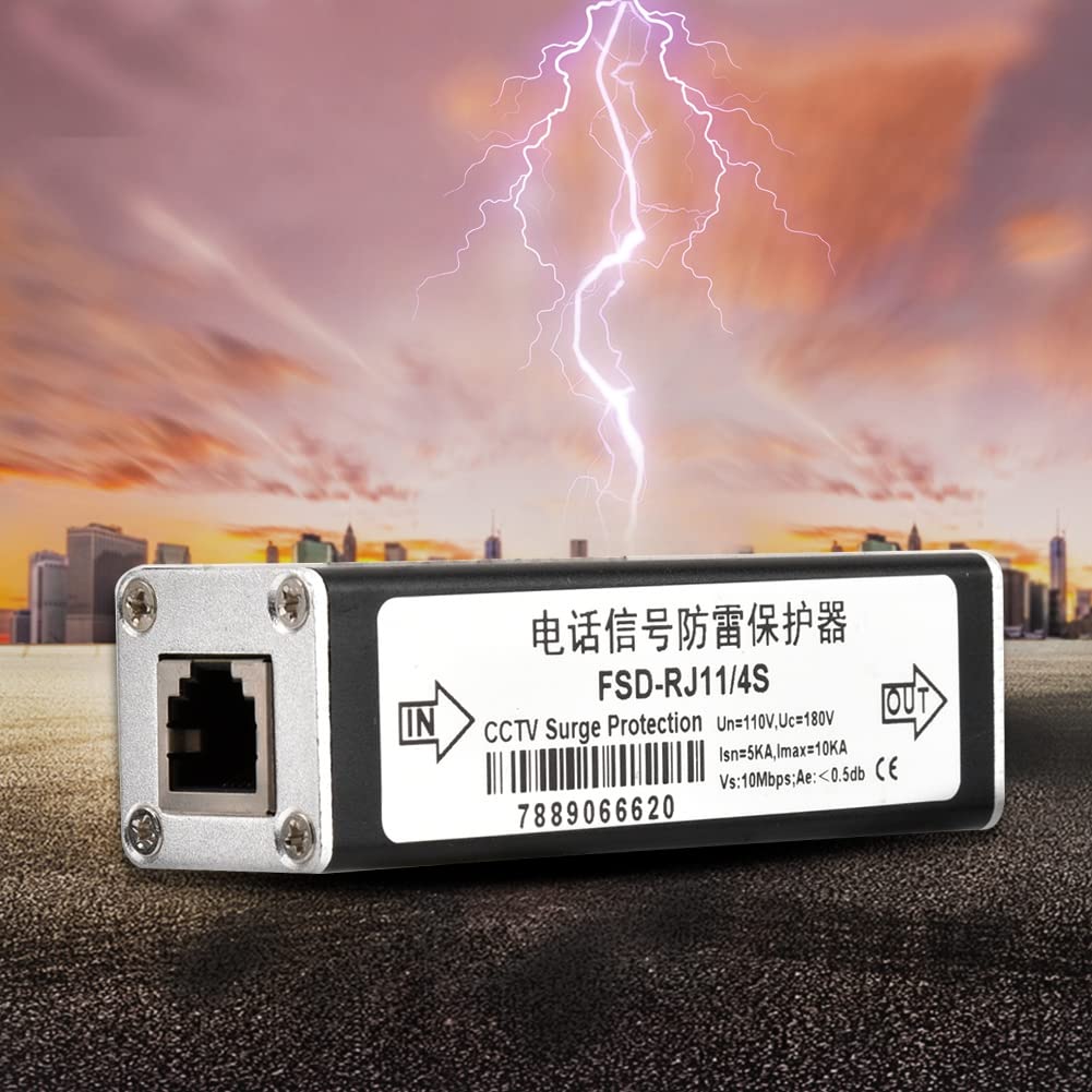 Akozon Protezione sovratensione per fax RJ11, Dispositivo di Protezione dai fulmini Thunder, Protezione Contro i fulmini per Dati Audio telefonici 110 V, Adatto per telefoni, fax