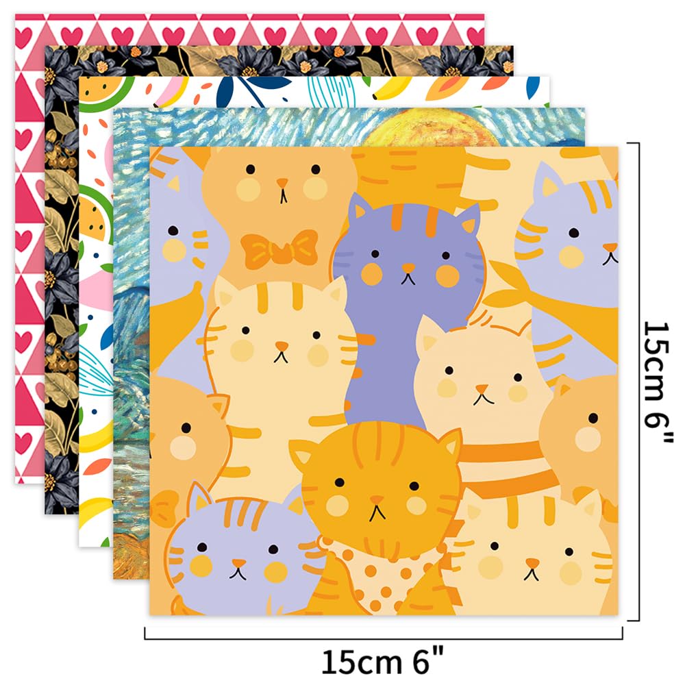 Origami-Papier-Set, 12 verschiedene Packungen, 15,2 cm, quadratisch, doppelseitig, lebendige Farben, einfache Faltung, Papier-Set, Handwerk, Papier, Kunst, Kreativität
