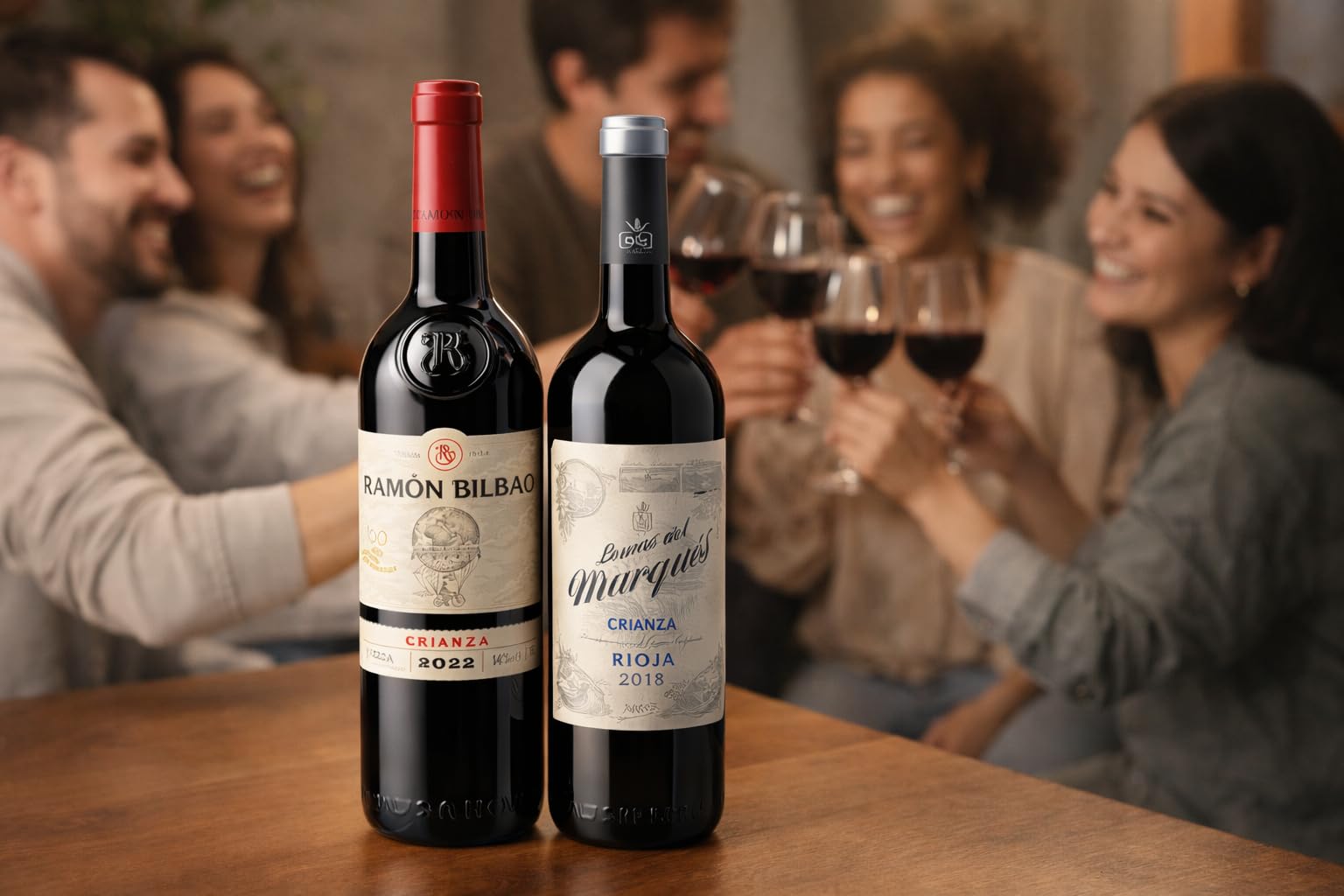 Mysecretwine Pack 6 Botellas Vino Rioja – 3x Ramón Bilbao Crianza 2022 + 3x Lomas del Marqués Crianza – Selección Premium DO Rioja – 750ml