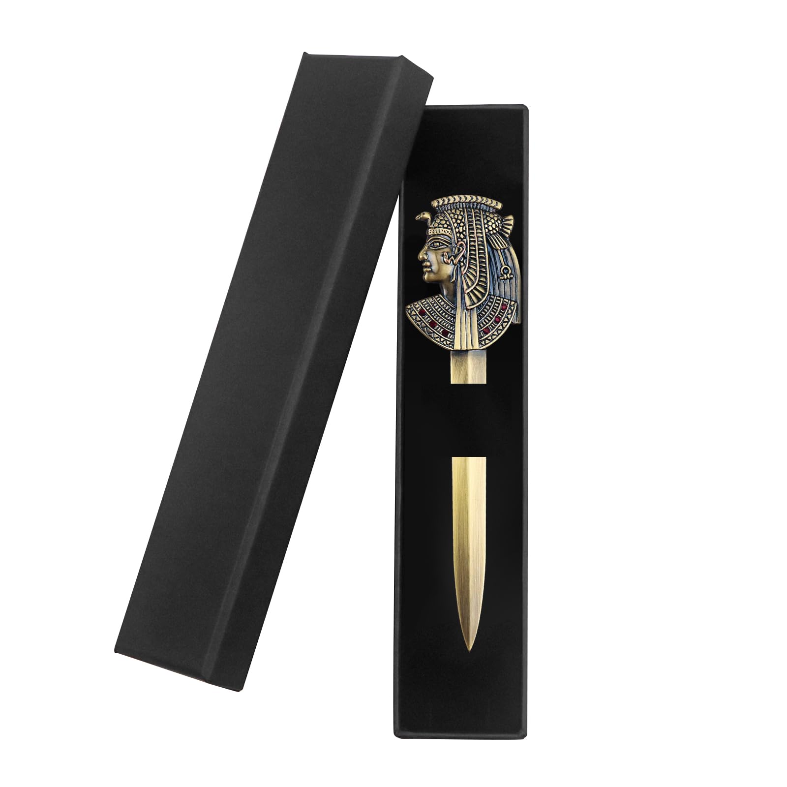 Ruksifg Antique Metal Letter Opener Envelope Slitter,Bronze Ancient Egypt Pharaoh Envelope Opener Knife Mail Opener with Gift Box(1 Pack)