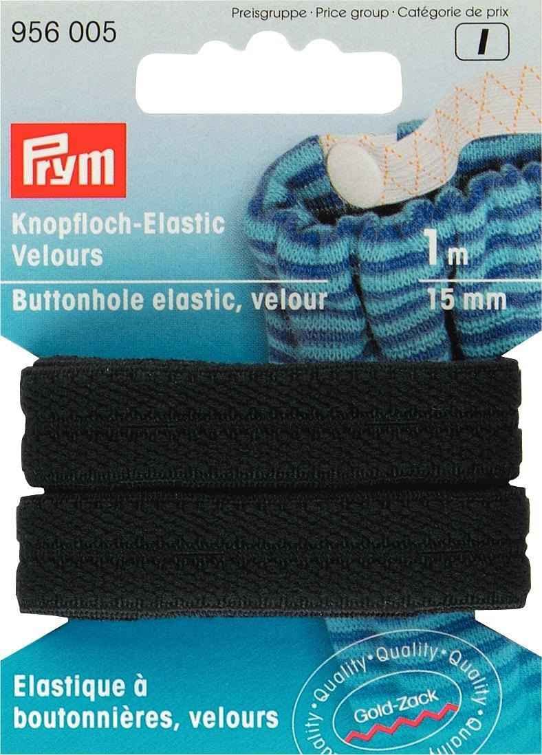 Prym Black Velour Buttonhole Elastic