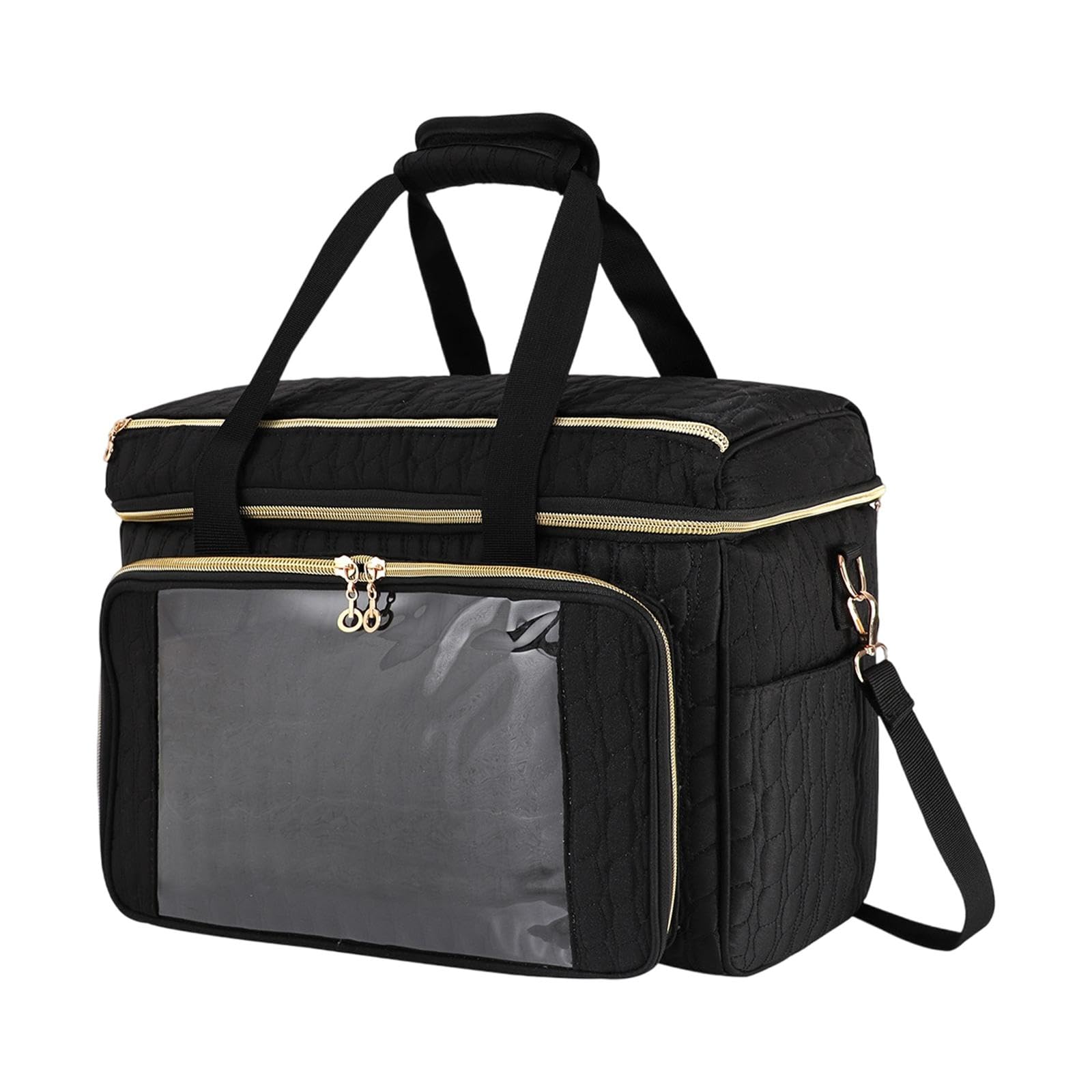 Bolsa de Tejer, Soporte para Guardar Hilo, Elegante Bolsa de Costura, Accesorios, Asa Portátil para Mesa de Parque, Negro, Individual