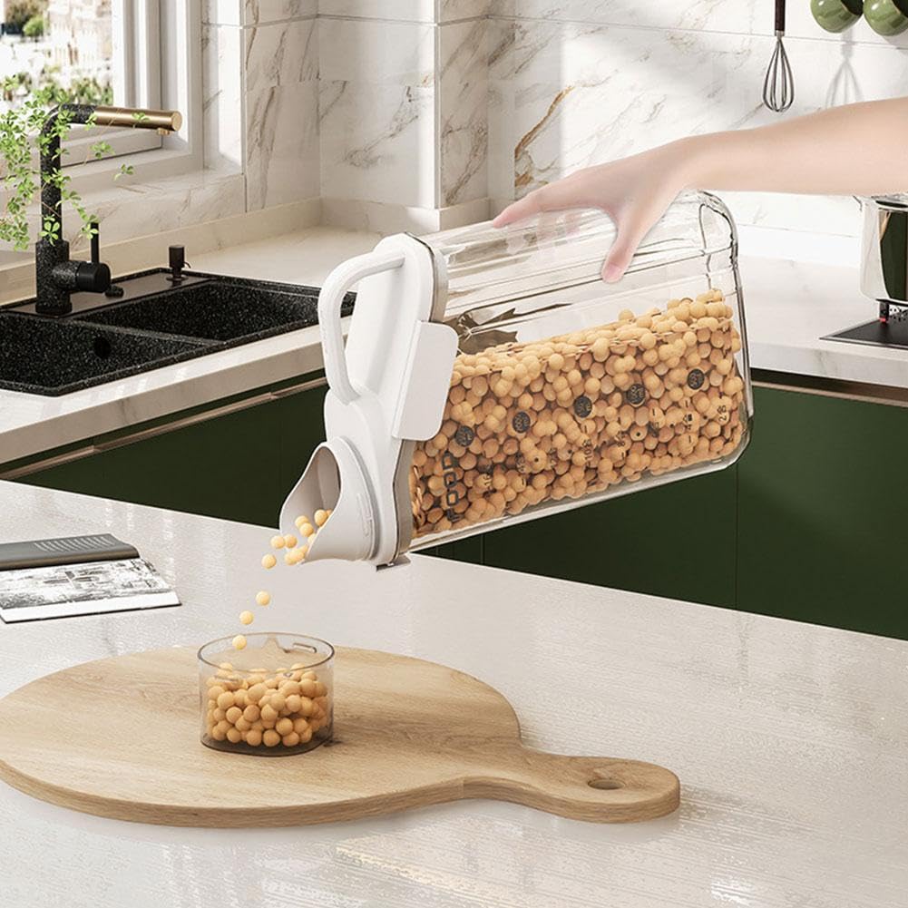 Contenitori Per Cereali 2 Pezzi, Ermetici Con Manico E Beccuccio, 2800ml + 1600ml, Dispenser Per Riso, Farina E Pasta, Plastica Trasparente - 3