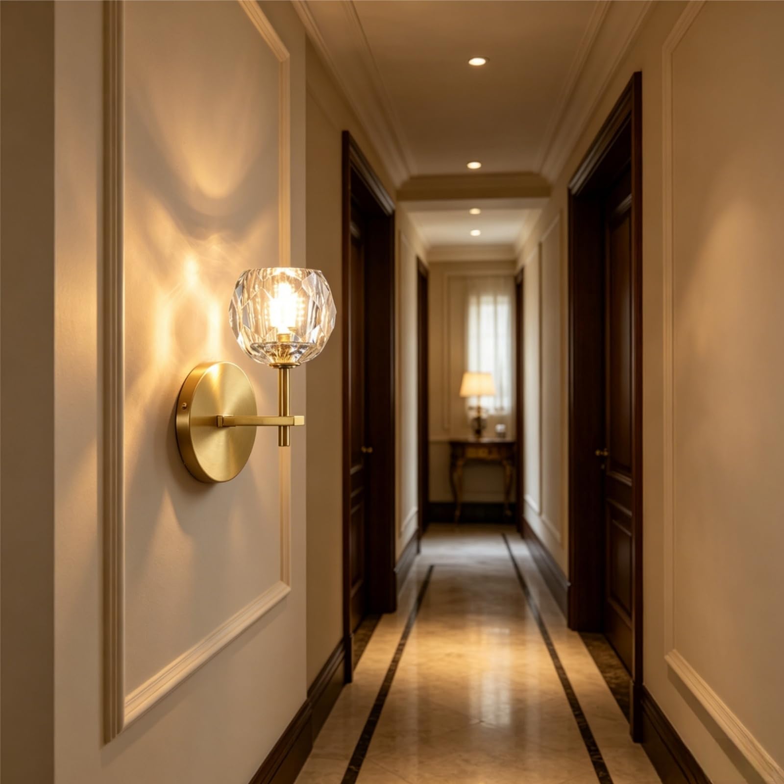 Aplique Pared Cristal Interior, G9 Lámpara de Pared Decorativos, Lámpara Iluminación de Lujo para Sala de Estar, Dormitorio, Hotel (1 Luz, Ø12cm)