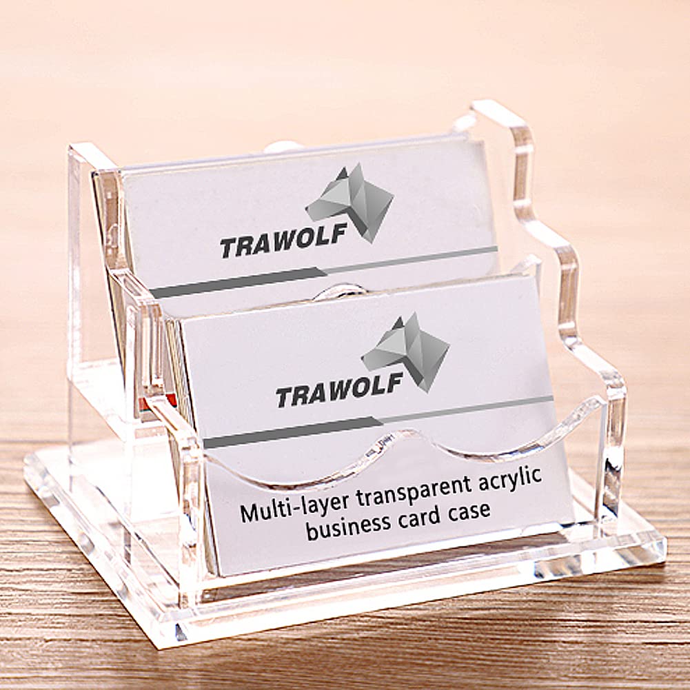 Buy TRAWOLF Business Card Holder for Desk, 2.36 x 3.54 Inch Clear