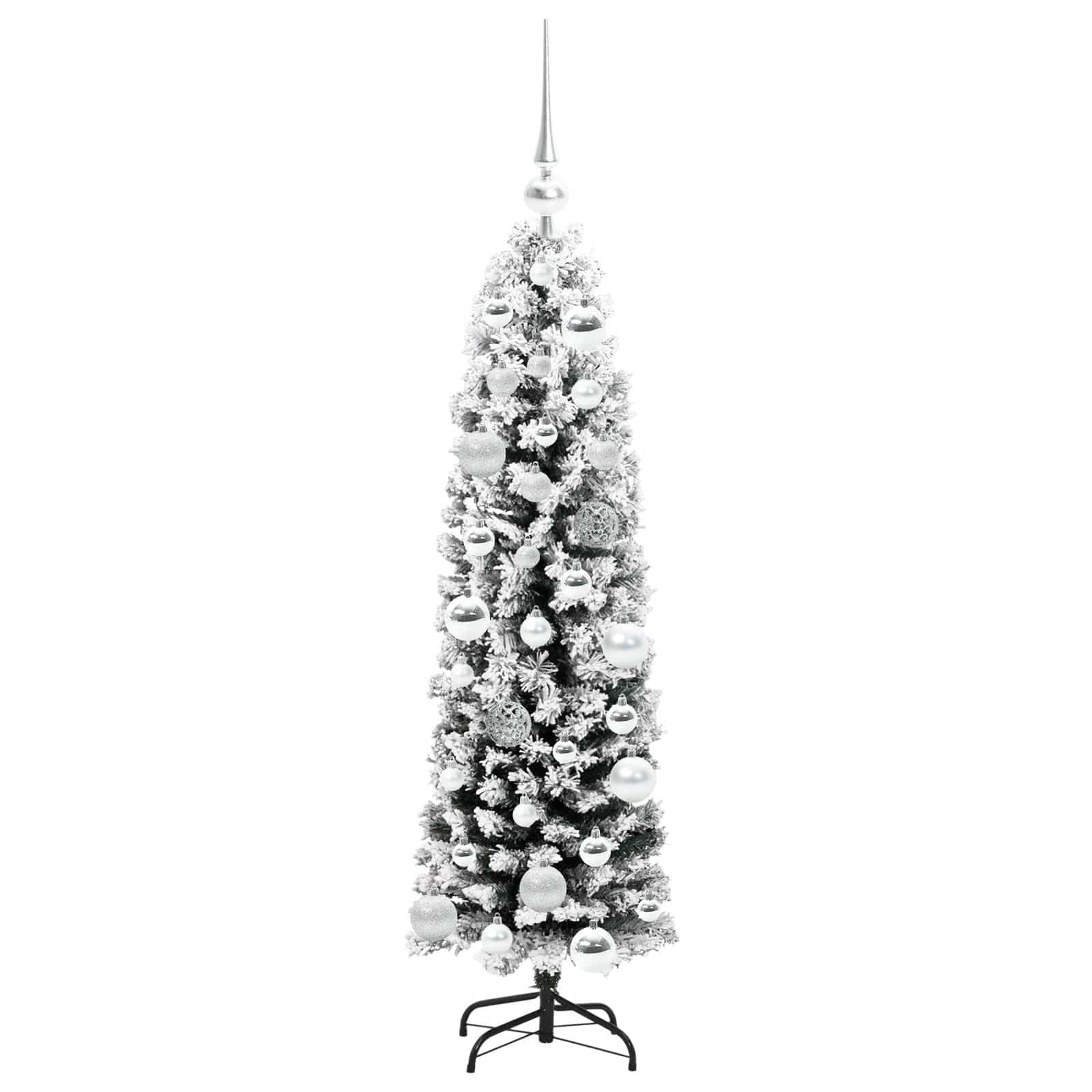 Albero di Natale artificiale, 120 cm, verde, con 150 LED a luce bianca calda e supporto stabile, sottile albero in PVC, per interni ed esterni protetti, decorazione festiva