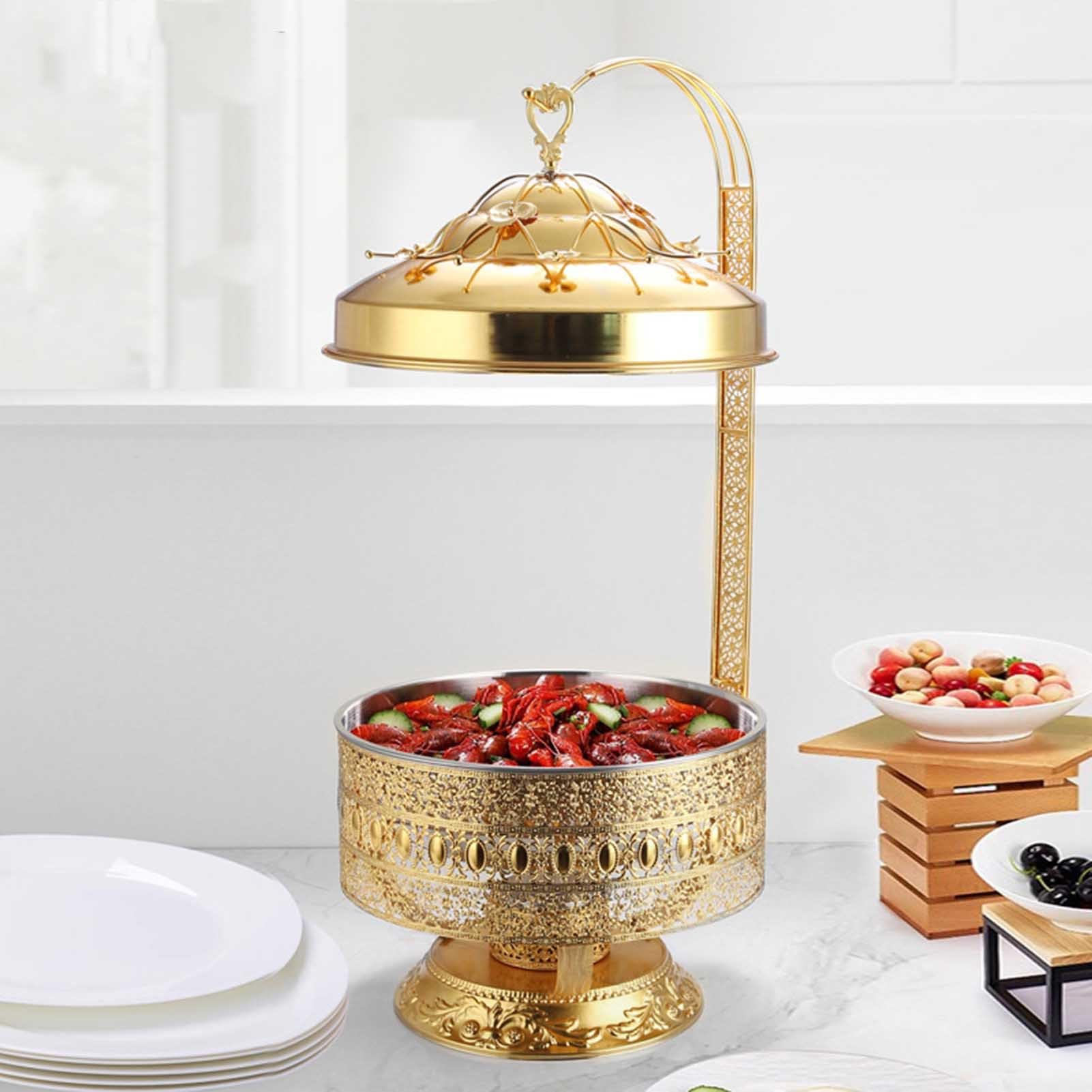 Scaldavivande in acciaio inox con coperchio appeso, elegante scaldavivande per ristoranti ed eventi