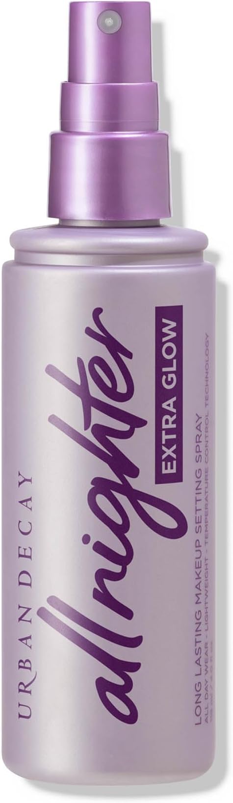 Urban Decay All Nighter Extra Glow Dewy Makeup Setting Spray for Face, Transfer-proof, Long-lasting 16 HR Wear, Hyaluronic Acid & Agave Extract, Radiant Finish, Oil-free, Paraben-free, Vegan - 4 fl oz