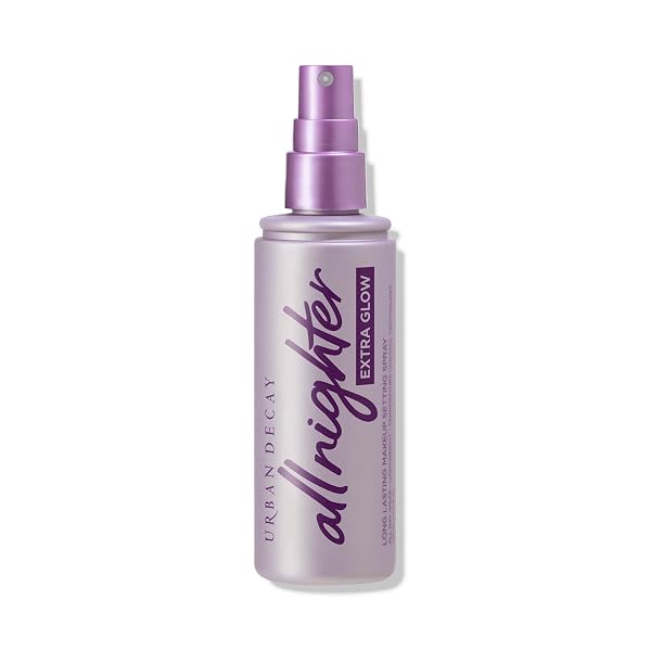 Urban Decay All Nighter Extra Glow Dewy Makeup Setting Spray for Face, Transfer-proof, Long-lasting 16 HR Wear, Hyaluron