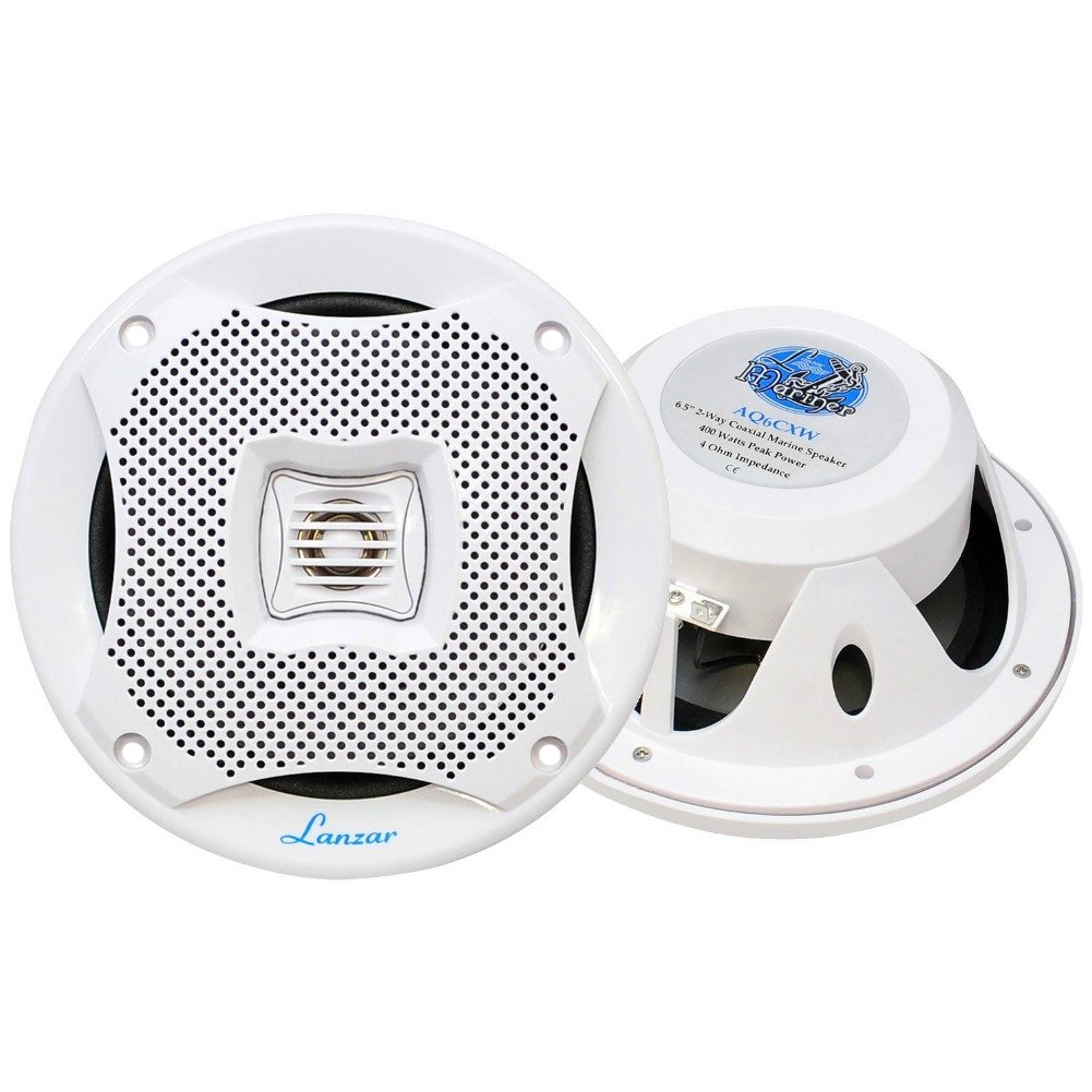 LANZAR 2 AQ6CXW diffusori a 2 vie bianchi 200 watt rms 400 watt max 19,5 cm 6,5" camper mare piscina barca ristorante hotel impermeabili, a coppia