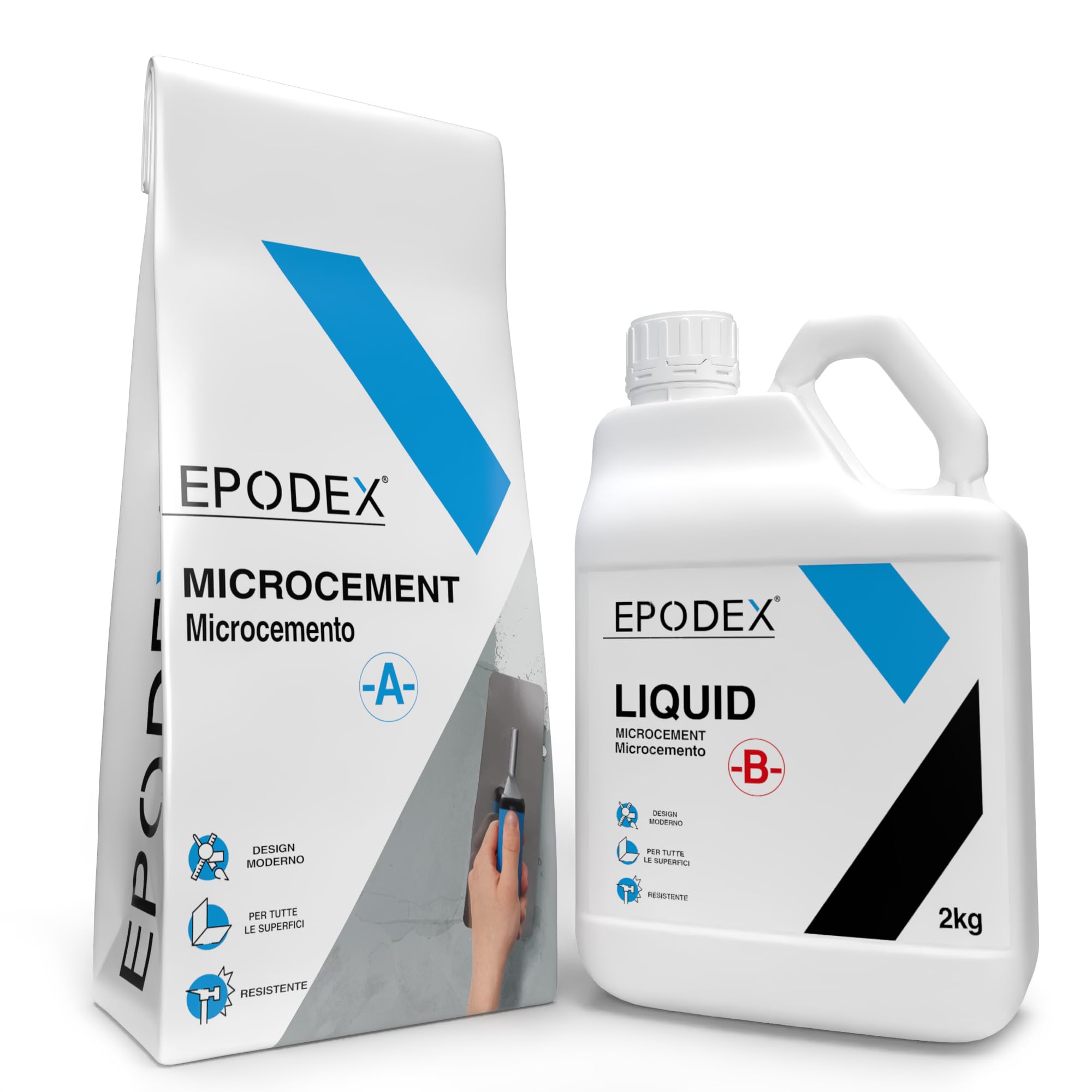 EPODEX® Microcemento per pareti, porte e mobili | Grana media + media | Acquista microcemento di qualità premium per superfici di tutti i tipi | facciate, porte, finestre, mobili e molto altro ancora