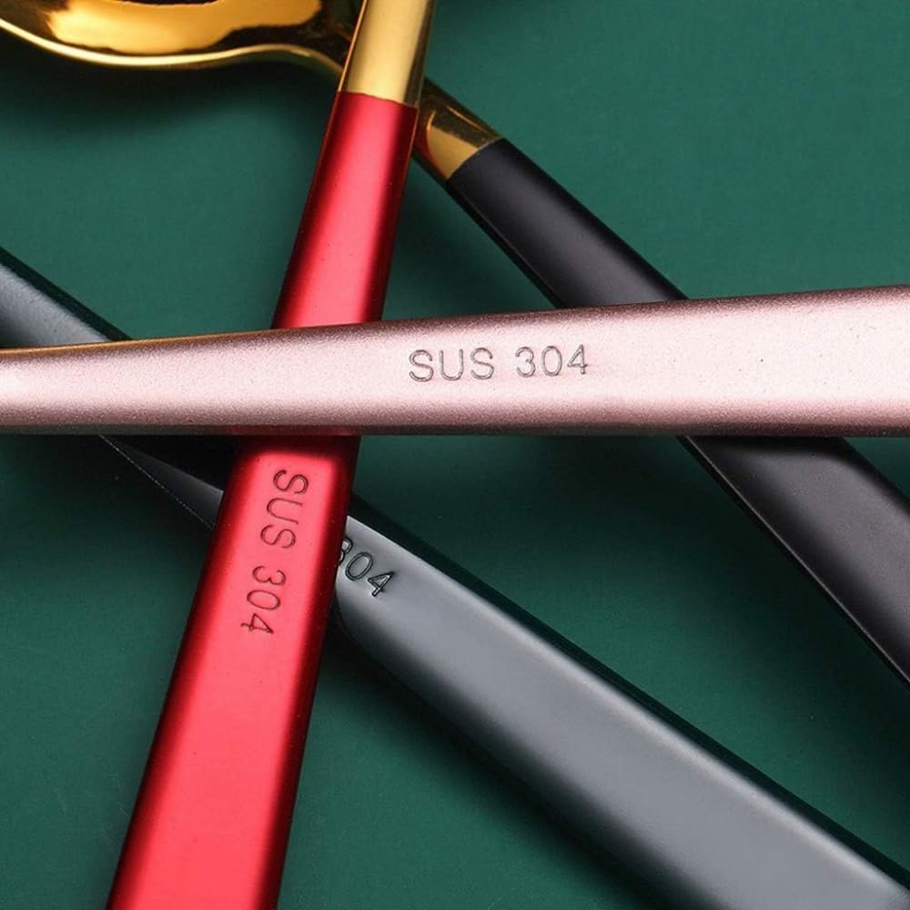 Dessert Spoon,Spoon Household Stainless Steel Round Spoon in Four Color Combinations, Mirror Coating of Tableware Dinner Dessert Spoon, 16CM