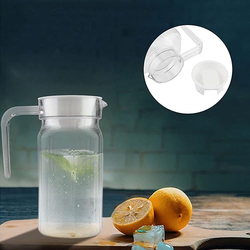 Miniatura 5 de Botella de jugo reutilizable de acrílico transparente a rayas, jarra de jugo frío con tapa, ideal para bar casero, jugo de té frío o para (16.9 fl