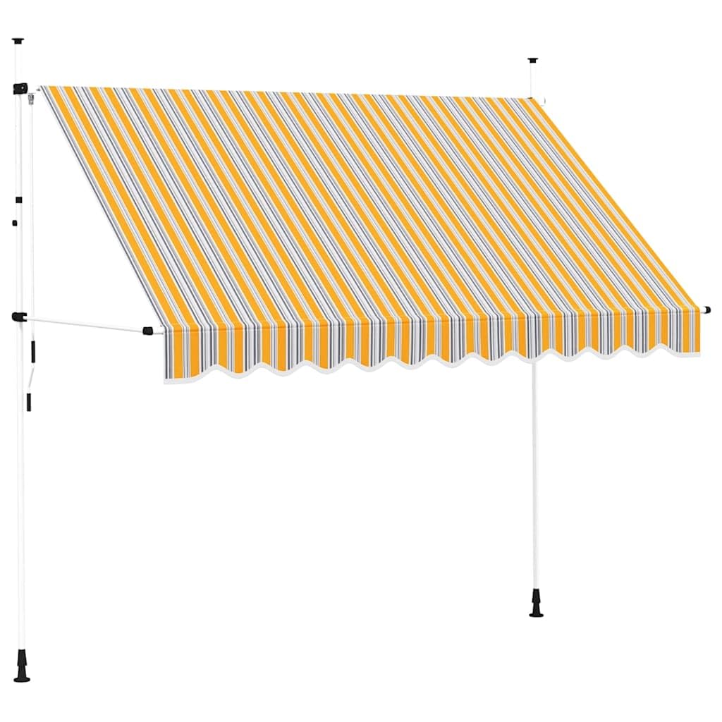 Vidaxl Manual Retractable Awning 300Cm Yellow And Blue Stripes Window Canopy