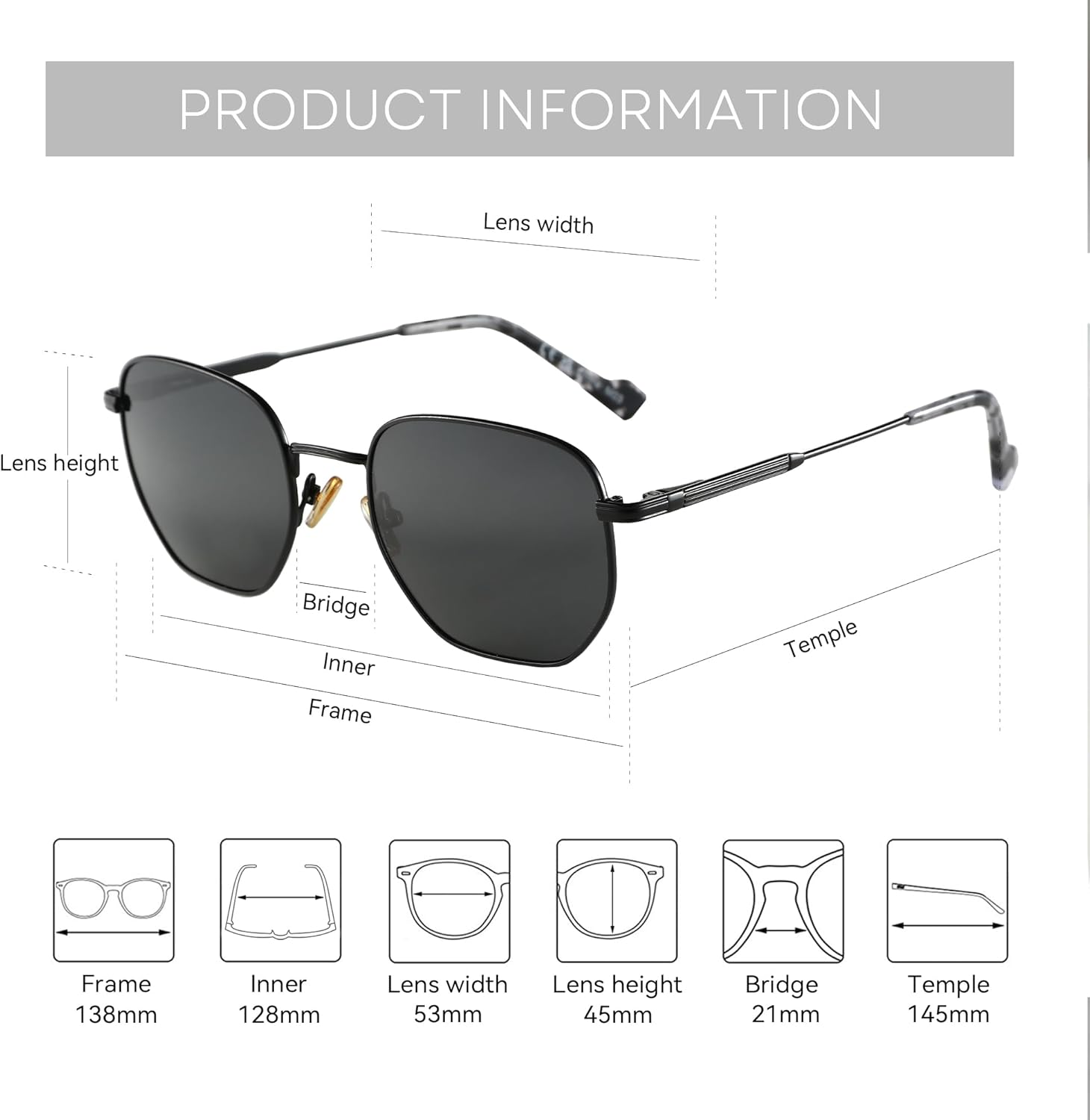 ZENOTTIC Hexagon Polarized Retro Sunglasses for Men Women-Vintage Metal Frame Design UV Protection Trendy Fashion Shades - Image 2