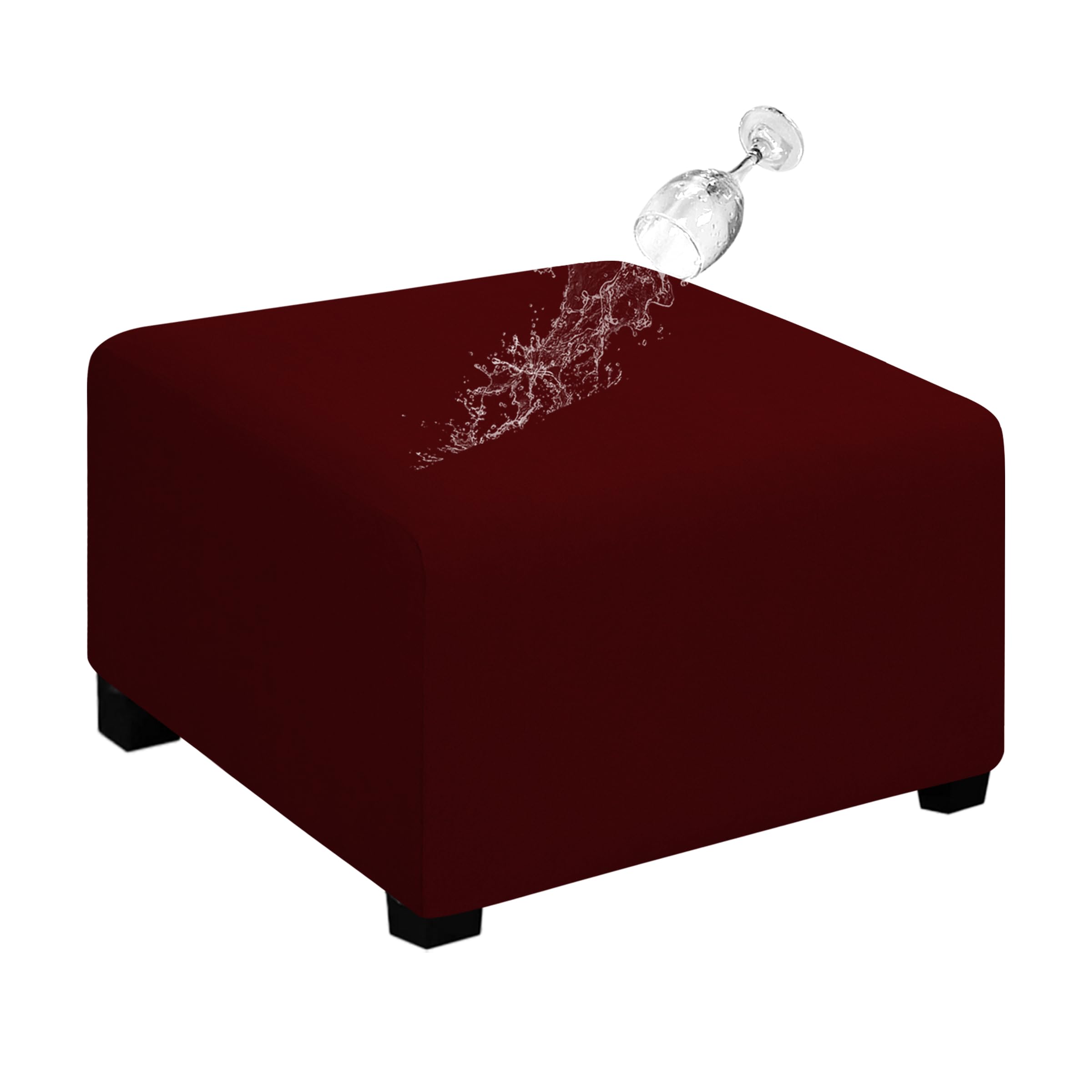Easy-Going Waterproof Stretch 30x30x15inch Square Ottoman Cover Footstool
