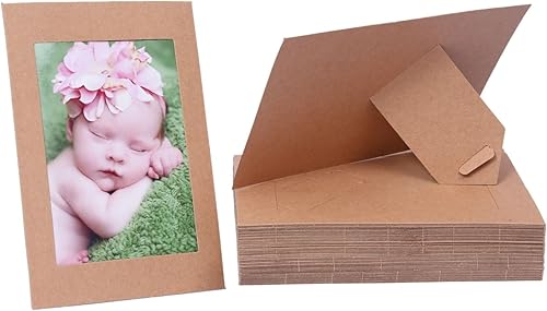 Paquete de 50 Marcos de Fotos de Papel con Soporte 4x6, Marco de Fotos de Cartón con Caballete, Tarjetas de Marco de Fotos de Papel, Marcos de
