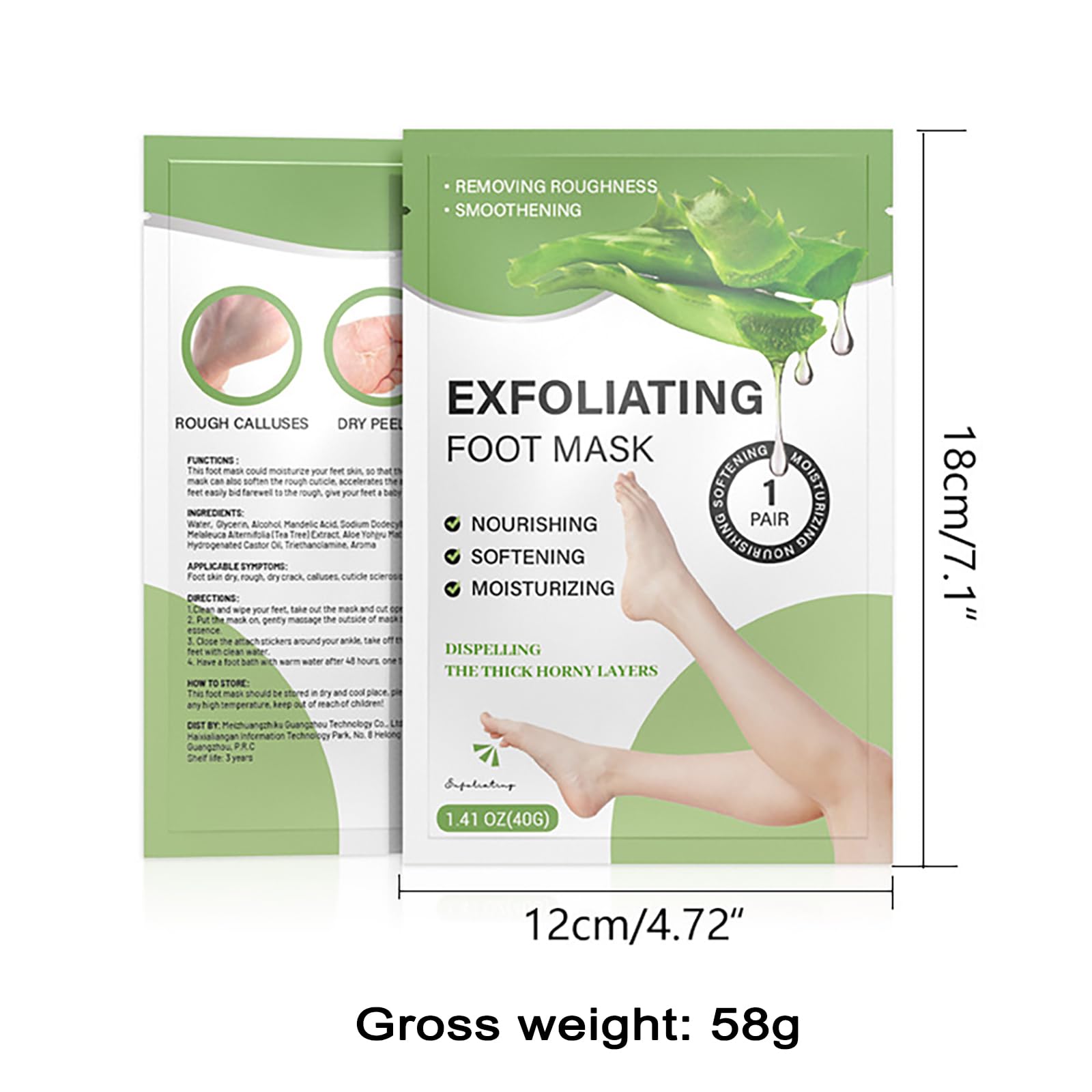 VolksRose Masque Pied à l'Aloe Vera 3 Pièces pour Femmes - Chaussettes Hydratant pour Réparer les Talons - Traitement Hydratant&Nourrissant pour Pieds Secs et Fissurés, Soin Exfoliant et Adoucissant