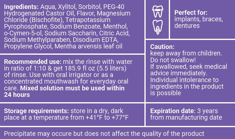 Concentrated Water flosser Rinse & mouthwash Teeth WHITENING | Add to Water Flossers| Fruit Flavor | 1 Pack = 16.9 fl.oz | Peroxide Free. Made in USA - Image 2