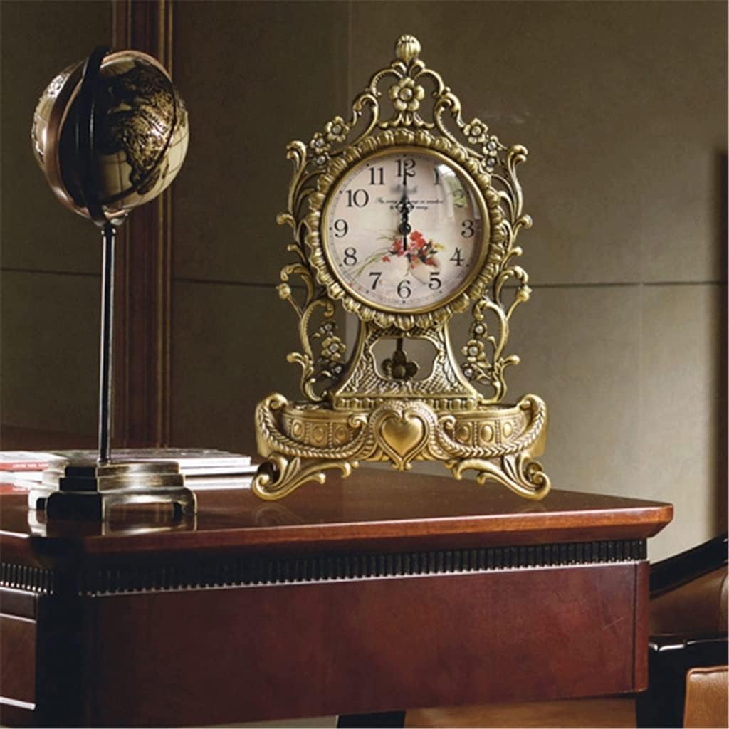 Copper Silent Table Clock European Antique Clocks Living Room Creative Clock Retro Table Clock All Copper Seat Clock