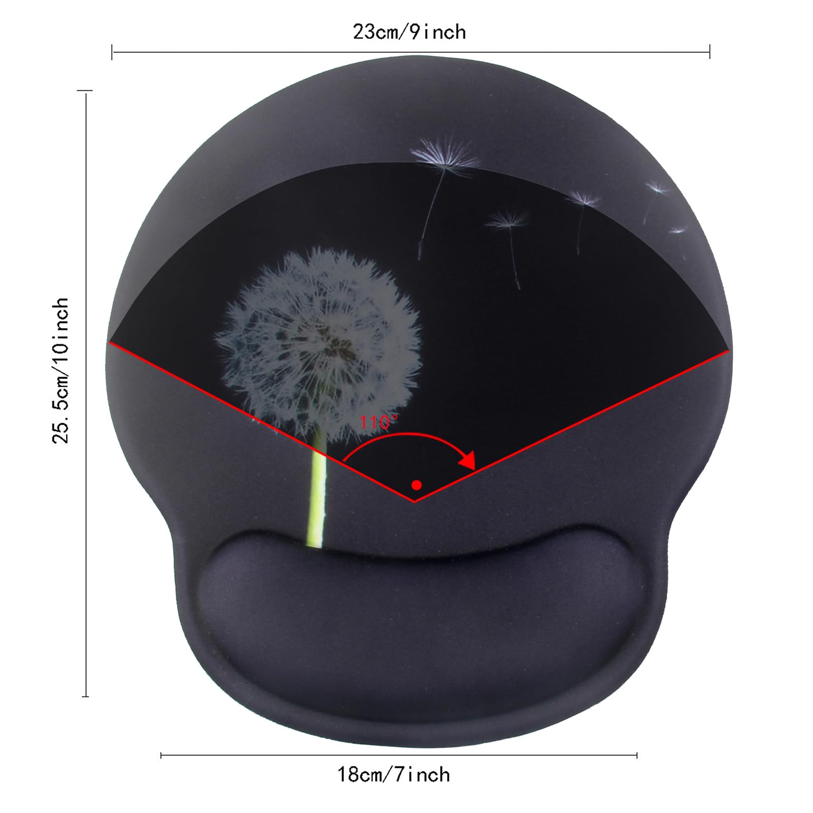 Mauspad mit ergonomischer Handgelenkstütze aus Memory-Schaum, leicht, rutschfest, für Büro, Spiele, Computer, Laptop und Mac, Schmerzlinderung, zu Hause oder bei der Arbeit (Löwenzahn)