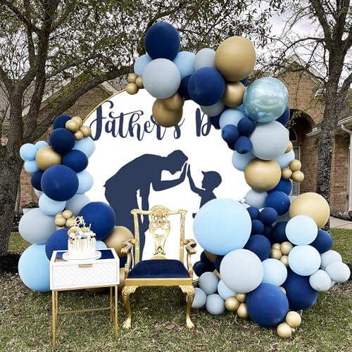 OERJU Happy Fathers Day Round Backdrop Cover Round Father's Day Backdrop White Father Day Background for Photography I Love Dad Thanks Dad Theme Fathers Day Party Decoration Photo Booth Props 7.2ft by OERJU - Used condition - Image 2
