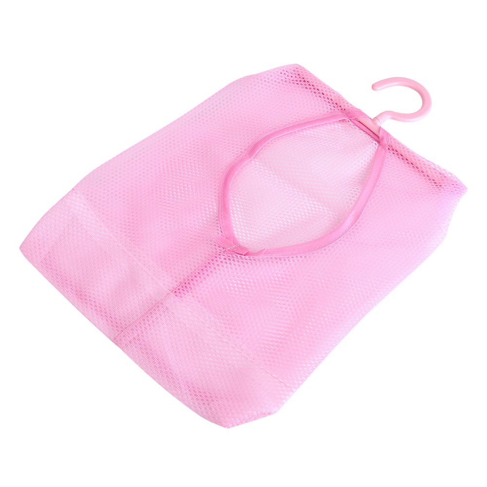 SEAFRONT Hanging Mesh Storage Bag Multi Purpose Bathroom Storage Basket Shower Organizer Socks Stockings Bra Underwear Cosmetic Shampoo Organizer Holders for Camping Travel Dorm (Pink) - Image 2