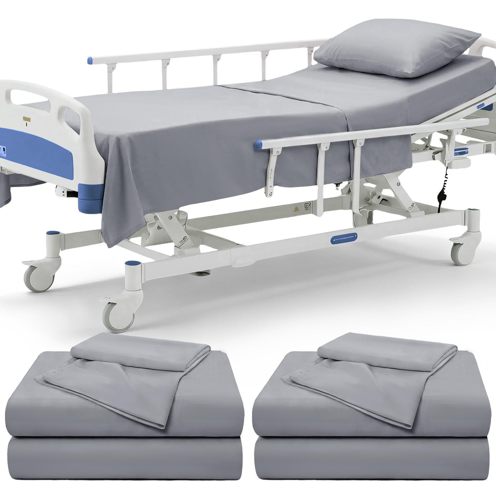 P Pothuiny Hospital Bed Sheet Set - White Microfiber -10