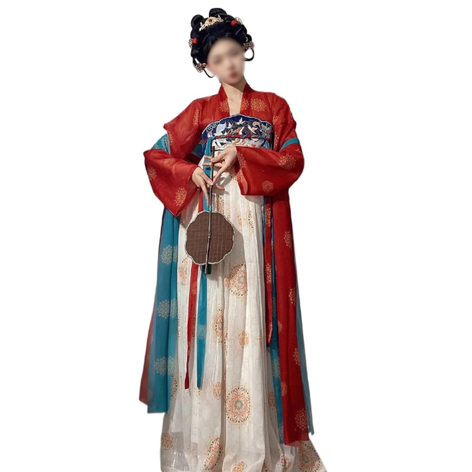 Hanfu Tang brodé pour femme : élégance traditionnelle en mousseline douce blanche et rouge