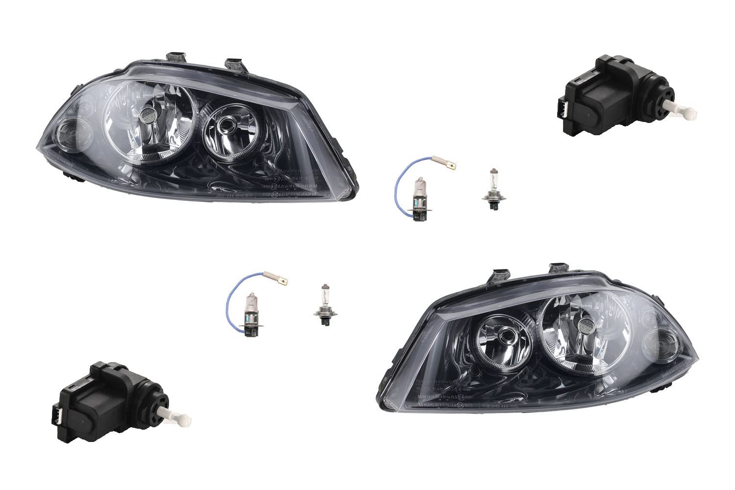 Fari adatti per Seat Ibiza 6L dal 2002- set con H7 H3 L R con servomotore