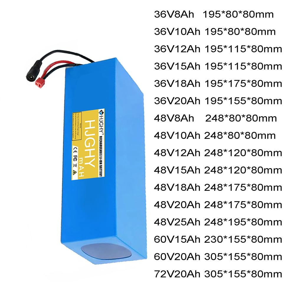 Batería de Iones de Litio de 36 V, 48 V, 10 Ah, 12 Ah, 15 Ah, 18 Ah, 20 Ah y 8 Ah. Batería para vehículos eléctricos, Motocicletas y Scooters de 60 V, 72 V, 15 Ah y 20 Ah.