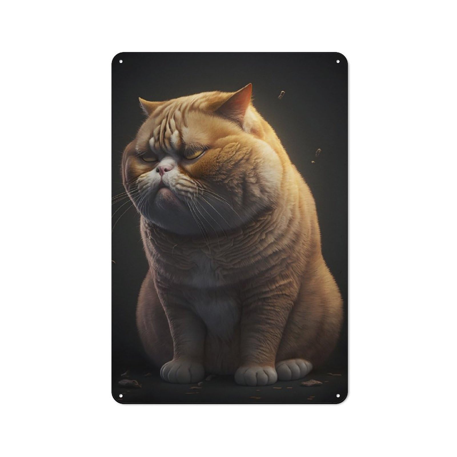 Junmoney Fat Cat Orange Metal Plaque 30X20cm With For Hallway Wall, Retro Decor, For Wall Display Collectors