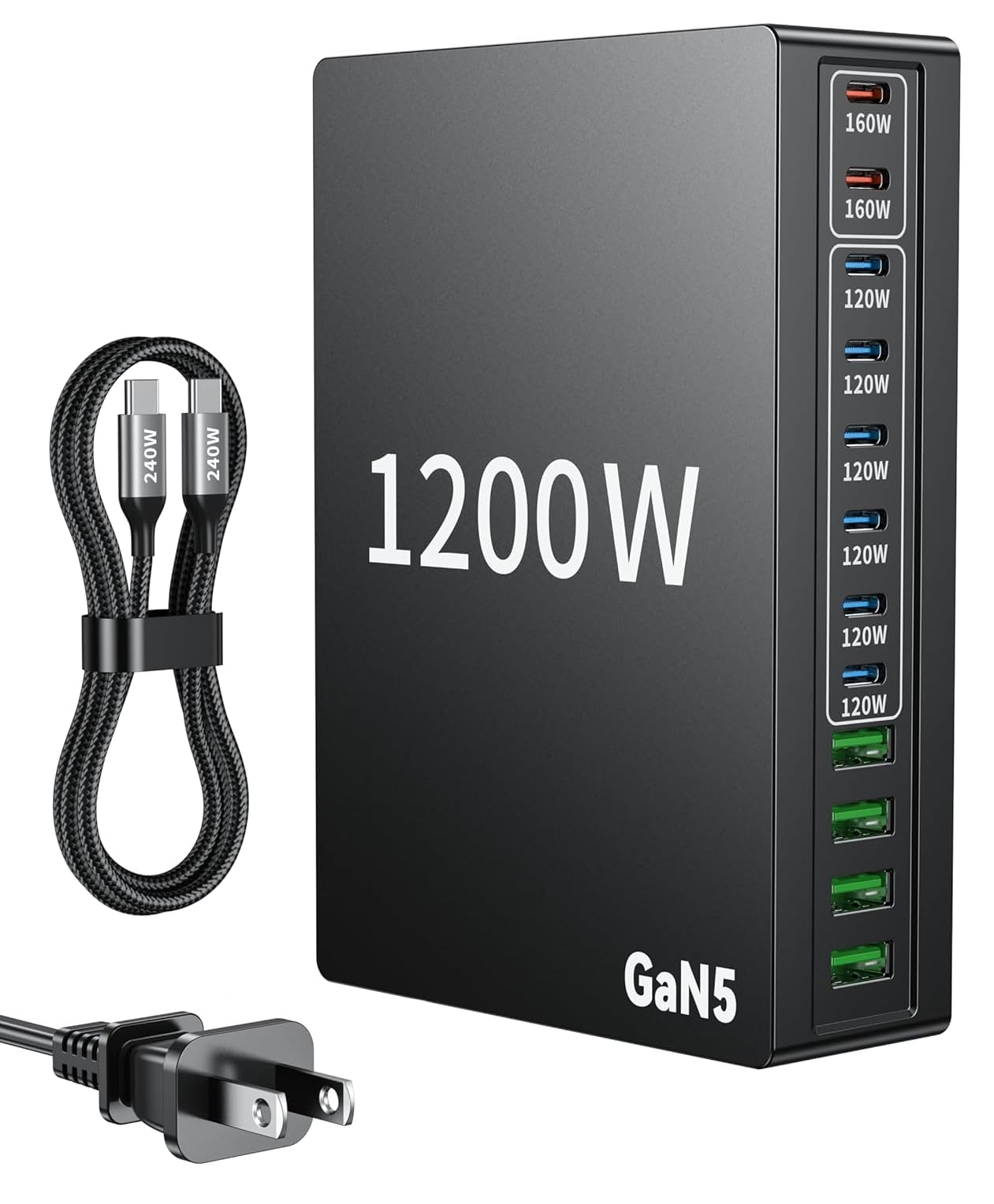 1200W USB C Charger Block Fast MacBook Pro Charger Charging Station 12 Port 140W PD PPS AVS HUB