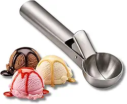 Pegador De Sorvete Sobremesa Inox Colher Concha Sorvete com Ejetor Solta Fácil