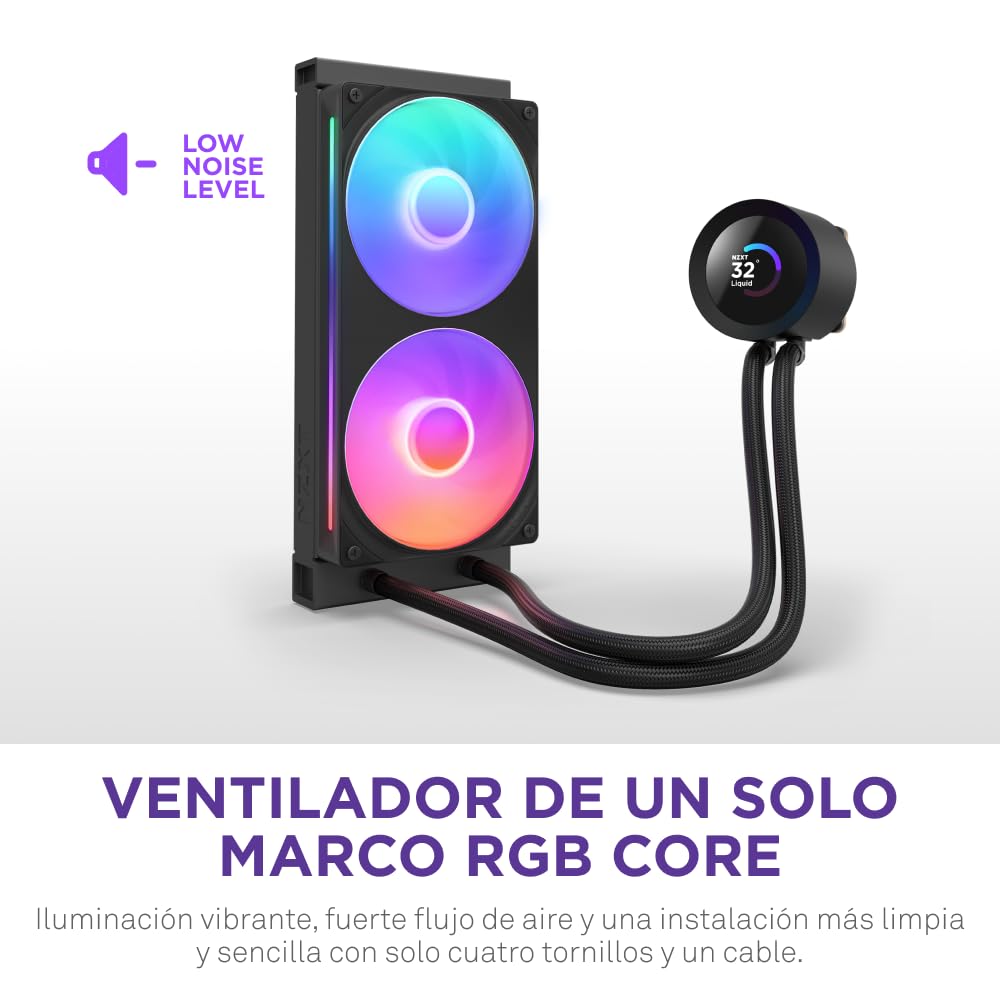 NZXT Kraken Plus 240 RGB – Refrigeración líquida CPU AIO – Radiador 240mm – Ventilador F240 RGB Core – Pantalla LCD 1,54" Personalizable – AMD® AM5, AM4 – Intel® LGA 1851/1700, 1200/115X – Negro