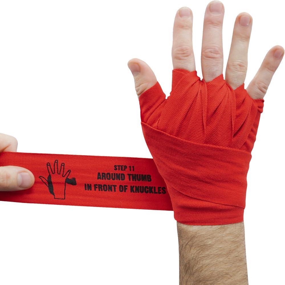 Bande De Boxe Bandes De Boxe Meister ArrowWay 360cm - Instructions Imprimées Pour Bandage Pro - MMA, Arts Martiaux Bandes élastiques 360cm