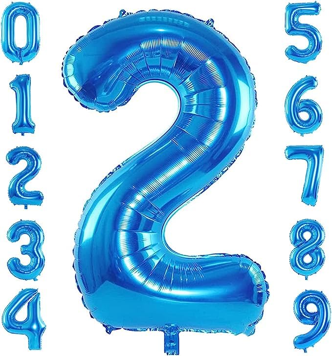 FI - FLICK IN 1 Pc Big Size Number 2 Foil Balloon 32 Inch Large Blue Number Foil Balloon 0 to 9 Number Balloons for Decoration 2nd Birthday Anniversary Decoration Items (Pack of 1, Blue)-image-45