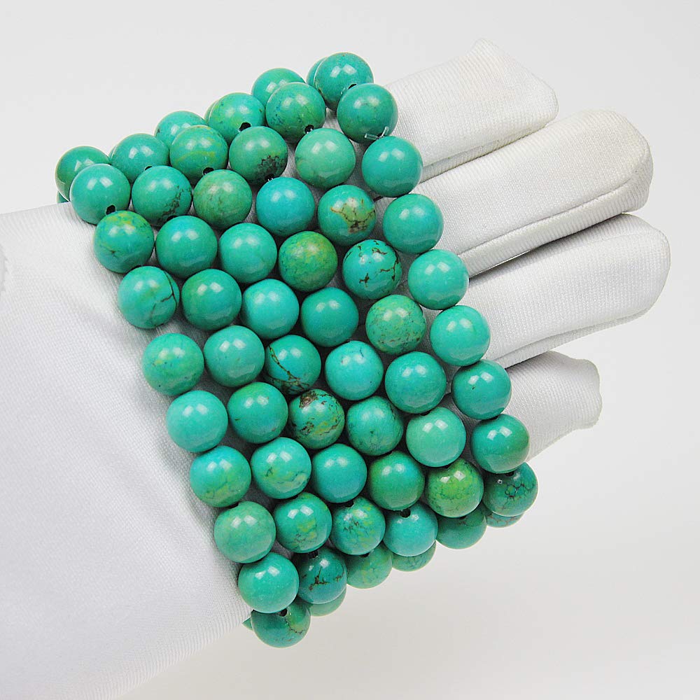 Ausgewähltes Armband für Damen und Herren, 10 mm, türkisfarbene Perlen, elastisch, Naturstein, Yoga-Armband
