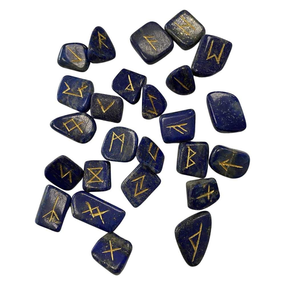 VIE Rune Set with Pouch, 1-2cm, Lapis Lazuli