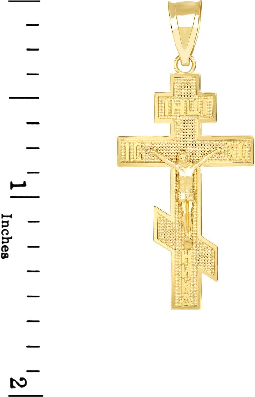 Claddagh Gold Jesus Crucifix Russian Orthodox IC XC NIKA Cross Necklace Pendant