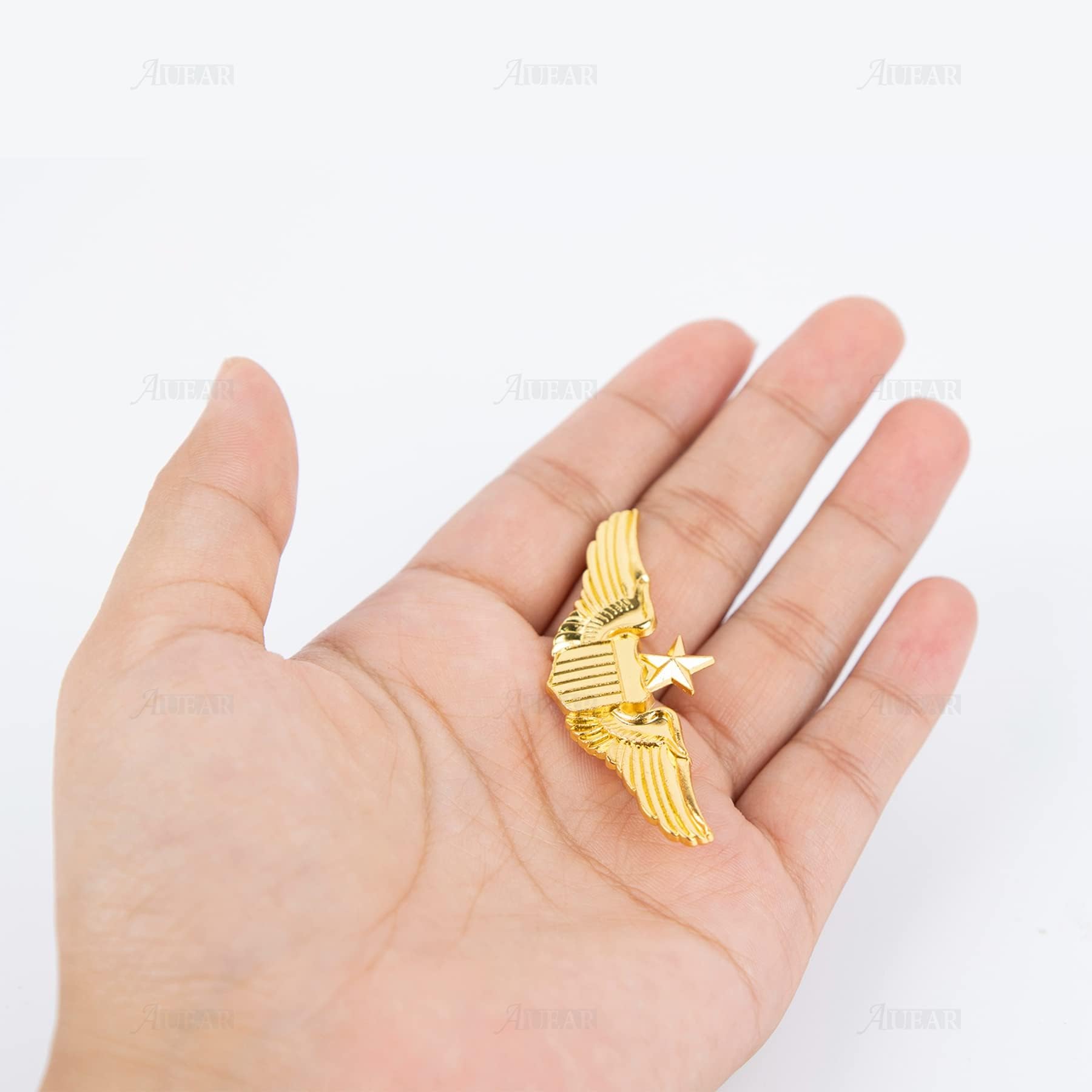 Metal Aviator Wings Pin, Senior Pilot Wing Gold Badge for Professional Uniform Cosplay