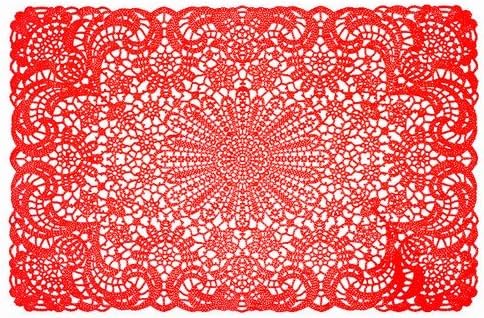 World Buyers Set of 6 Vinyl PLACEMATS 18x12 L (Red)